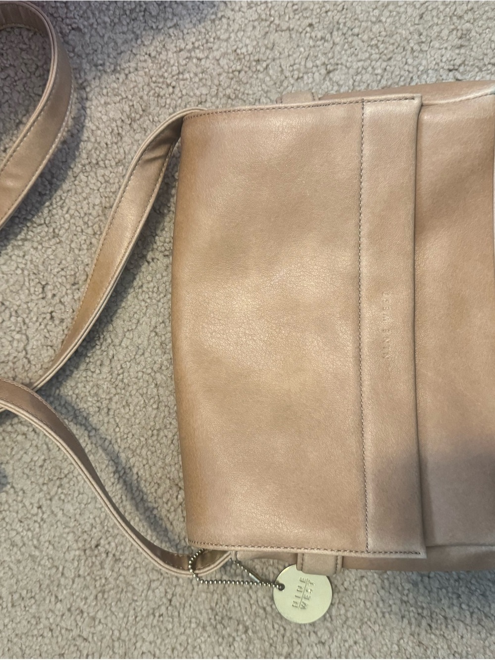 Nine West Beige Leather Crossbody Bag
